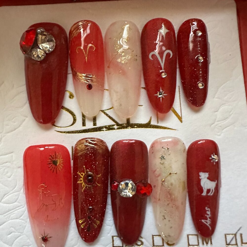 Aries high-quality handcrafted reusable press on nails.